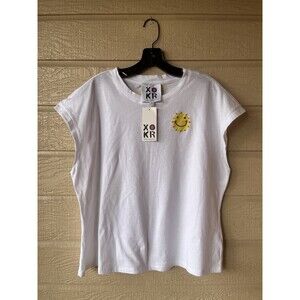 Kerri Rosenthal womens SUNSHINE IS A FRAME OF MIND T Shirt size XL White Cotton